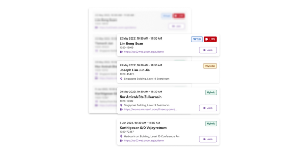 Schedule meetings and manage them centrally via the Case Connect feature on GovTech's GatherSG.